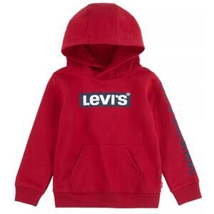 LEVI'S Boys Logo Graphic Fleece Pullover Hoodie Red L